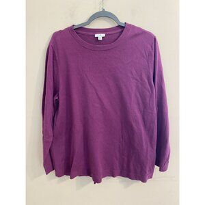 J. Jill Purple Mauve Long Sleeve Round Neck Cotton Blend Sweater XLP XL Petite